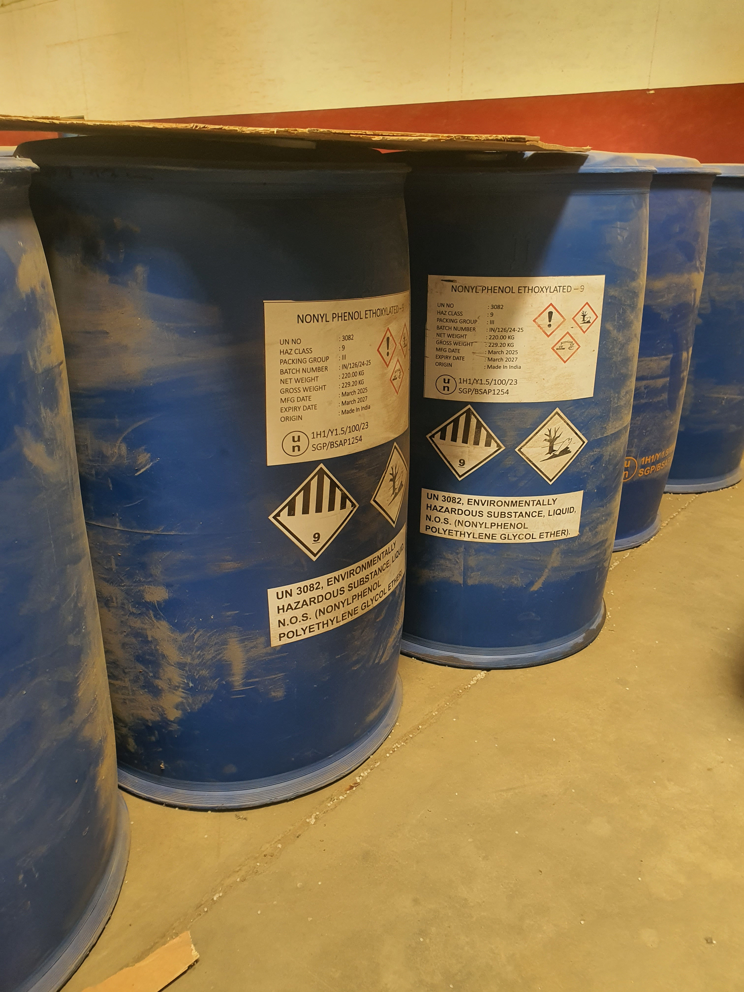 Butyl Glycol (EGBE / Ethylene Glycol Monobutyl Ether) (Industrial Grade (99.5% Pure), Clear Colorless Liquid) in commercial industrial packaging